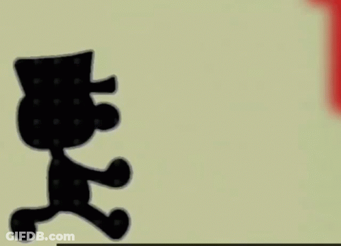 A Silhouette Of A Cartoon Character Is Holding A Piece Of Wood . GIF