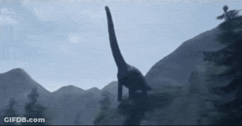 A Silhouette Of A Dinosaur With A Long Neck GIF