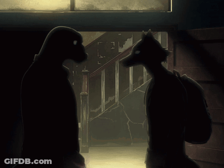A Silhouette Of A Dog And A Silhouette Of A Horse Are Standing Next To Each Other GIF
