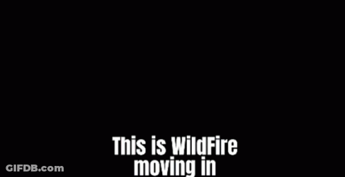 A Silhouette Of A Fighter Jet With The Words " This Is Wildfire Moving In " GIF