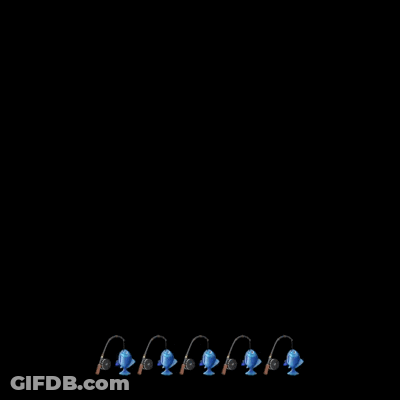 A Silhouette Of A Fish With Fishing Rods Attached To It 'S Mouth . GIF