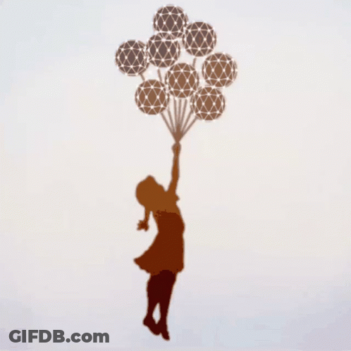 A Silhouette Of A Girl Holding A Bunch Of Balls GIF