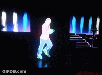 A Silhouette Of A Man Dancing In Front Of A Fountain GIF