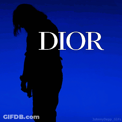 A Silhouette Of A Man Holding A Guitar With The Word Dior On The Bottom GIF