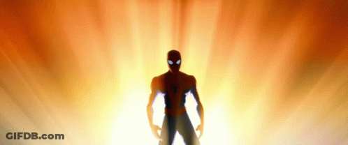 A Silhouette Of A Man In A Spiderman Suit GIF