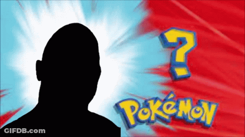 A Silhouette Of A Man Is Standing In Front Of A Pokemon Logo GIF
