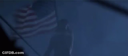 A Silhouette Of A Man Standing In Front Of An American Flag With The Words You Call This A Below Him GIF
