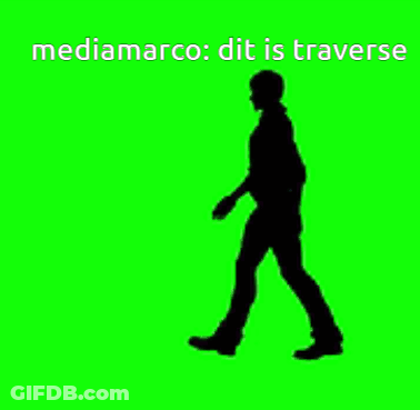 A Silhouette Of A Man Walking On A Green Screen With The Words Mediamarco Dit Is Traverse Above Him GIF