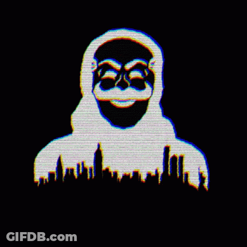 A Silhouette Of A Monkey With A Hood And A City Skyline In The Background GIF