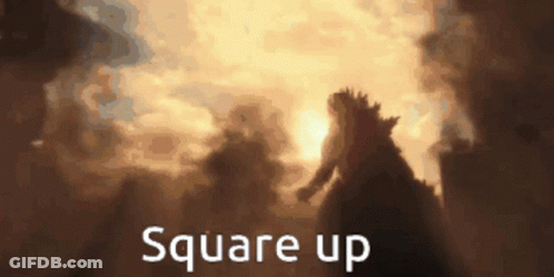 A Silhouette Of A Monster With The Words Square Up Above It GIF
