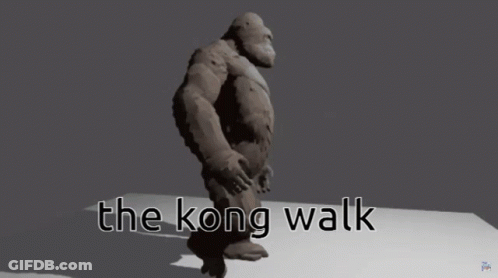 A Silhouette Of A Monster With The Words The Kong Walk Above It GIF