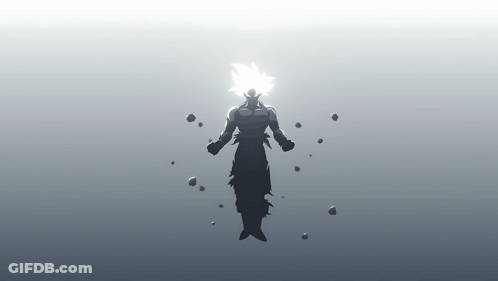 A Silhouette Of A Person Flying Through The Air With A White Background . GIF