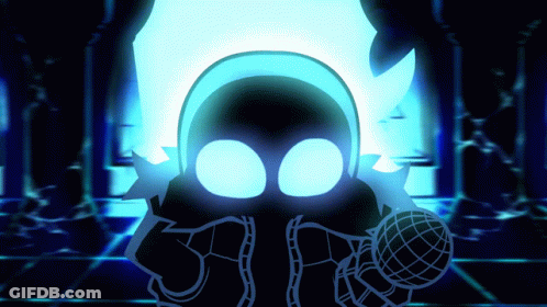 A Silhouette Of A Person Holding A Microphone With A Blue Background GIF