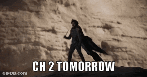 A Silhouette Of A Person Holding An Umbrella With The Words " Ch 2 Tomorrow " Below Them GIF