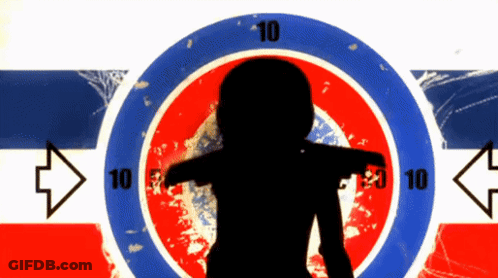 A Silhouette Of A Person In Front Of A Target With The Number 10 On It GIF