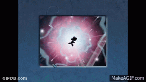 A Silhouette Of A Person Is Flying Through A Galaxy .. GIF
