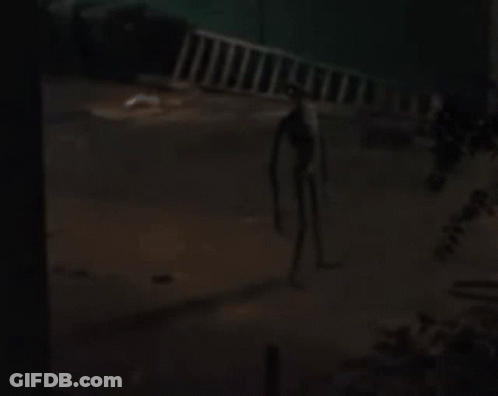 A Silhouette Of A Person Is Walking In The Dark GIF