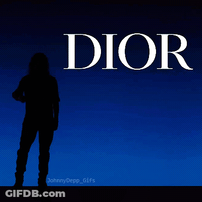 A Silhouette Of A Person Standing In Front Of A Blue Dior Logo GIF
