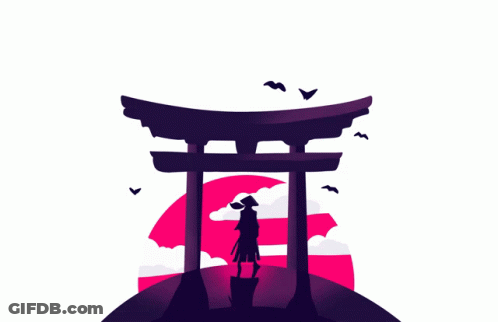 A Silhouette Of A Person Standing In Front Of A Gate GIF