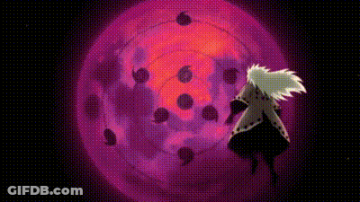 A Silhouette Of A Person Standing In Front Of A Purple Circle . GIF