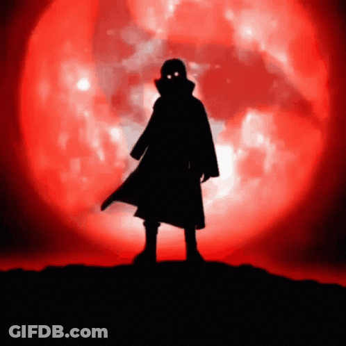 A Silhouette Of A Person Standing In Front Of A Red Background GIF