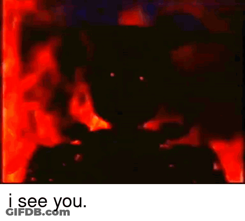 A Silhouette Of A Person Standing In Front Of A Red Background With The Words `` I See You . '' GIF