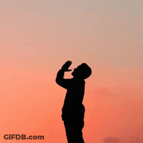 A Silhouette Of A Person Standing In Front Of The Words Things And Ings GIF