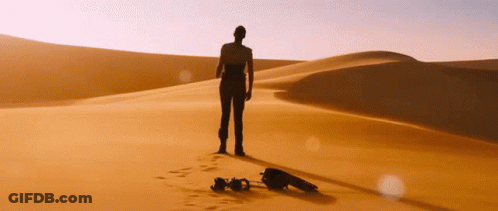 A Silhouette Of A Person Standing In The Middle Of A Desert GIF