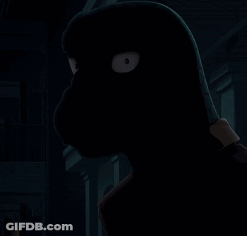 A Silhouette Of A Person Wearing A Black Mask With White Eyes GIF