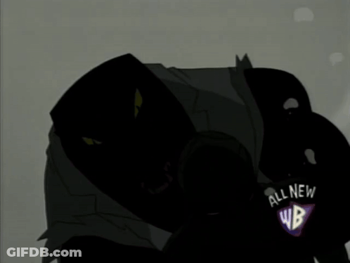 A Silhouette Of A Person With A Wb Logo On Their Back GIF