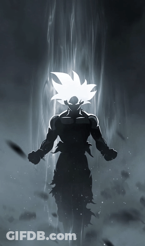 A Silhouette Of A Person With A White Haired Character GIF