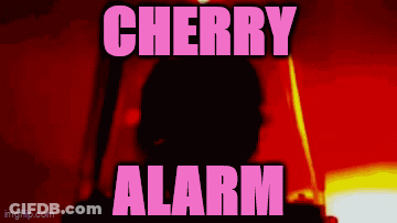 A Silhouette Of A Person With The Words Cherry Alarm Written On It GIF