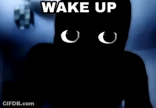 A Silhouette Of A Person With The Words Wake Up I Made You Breakfast I Love U Written On It . GIF