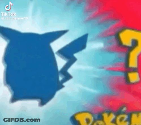 A Silhouette Of A Pikachu Is Standing Next To A Question Mark In A Pokemon Video . GIF