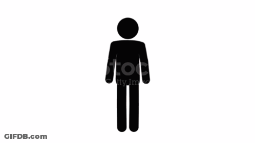 A Silhouette Of A Stick Figure Standing With His Arm Up GIF