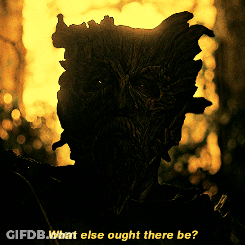 A Silhouette Of A Tree With The Words What Else Ought There Be GIF