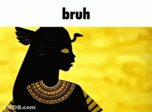 A Silhouette Of A Woman On A Yellow Background With The Word Bruh Above It GIF