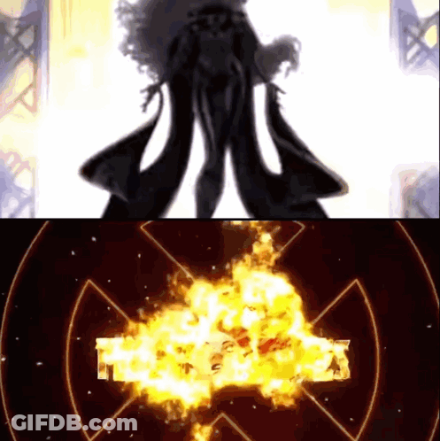 A Silhouette Of A Woman Standing Next To A Large Explosion With The X-Men Logo In The Foreground GIF
