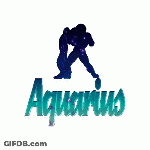 A Silhouette Of An Aquarius With The Word Aquarius Below GIF