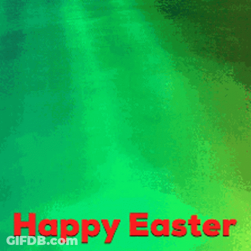 A Silhouette Of Jesus With The Words Happy Easter In Red GIF