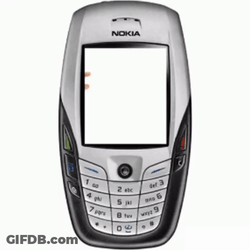 A Silver And Black Nokia Phone With A Screen That Says Emas Connecting Maso On It GIF