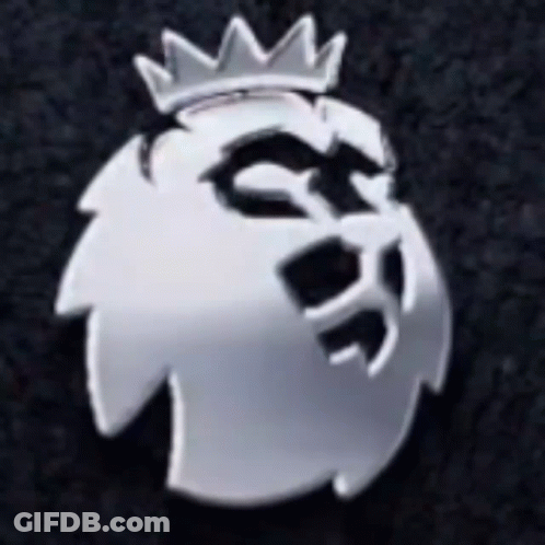 A Silver Lion With A Crown On Its Head Is On A Black Surface . GIF