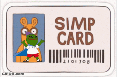 A Simp Card With A Cartoon Of A Frog On It GIF