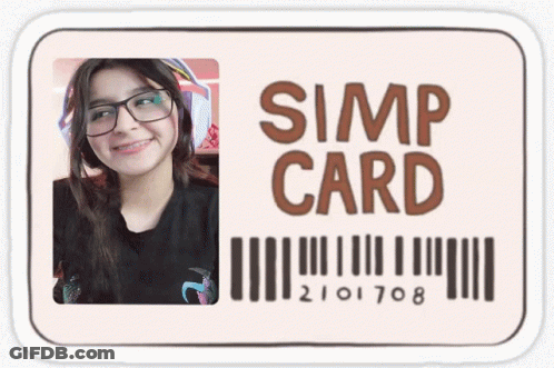 A Simp Card With A Picture Of A Girl And The Number 2101708 GIF
