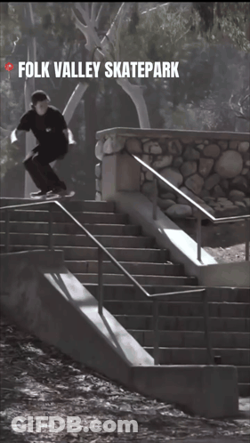 A Skateboarder Is Doing A Trick At Folk Valley Skate Park GIF