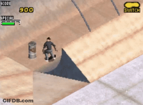 A Skateboarder Is Doing A Trick In A Video Game That Has A Score Of 900 GIF