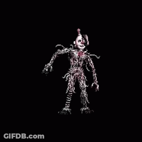 A Skeleton Clown From Five Nights At Freddy 'S Is Dancing In The Dark . GIF