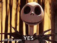 A Skeleton From The Nightmare Before Christmas Is Smiling And Saying Yes . GIF