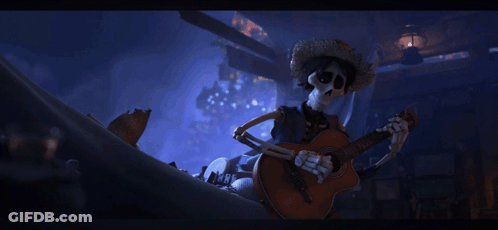 A Skeleton In A Cowboy Hat Is Laying In A Boat In The Water GIF