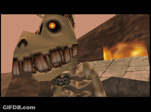 A Skeleton In A Video Game With A Huge Mouth GIF